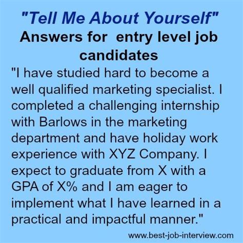 That means focusing on the experience. Tell Me About Yourself. The Right Answer. | Job interview ...