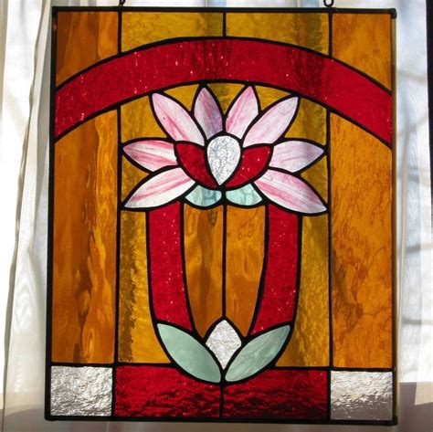 Handmade Art Deco Lily Stained Glass Window By Windflower