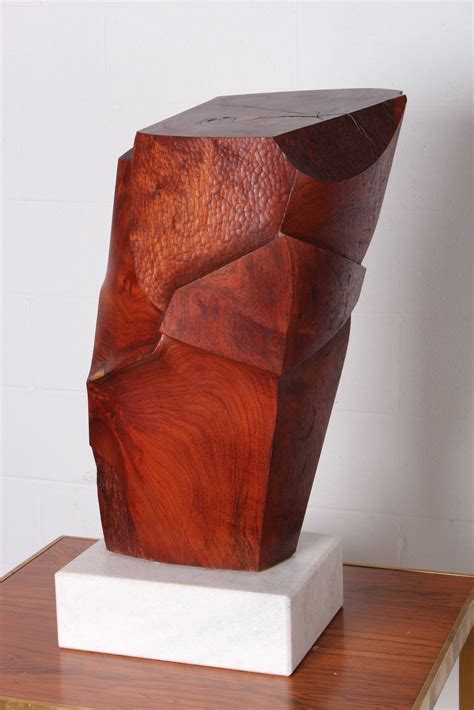Large Abstract Wood Sculpture On Marble Base At 1stdibs