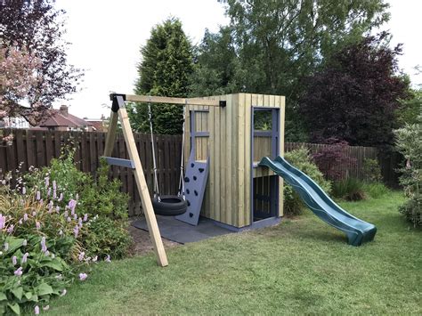 Finished Bears Garden Playhouse With Climbing Wall Access Slide And