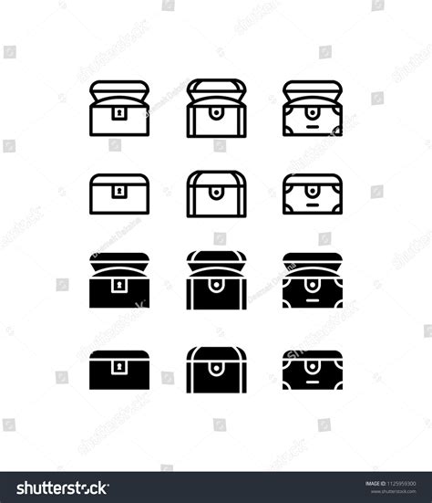 Chest Treasure Icon Set. pirate, chest, box, treasure, mystery, wealth