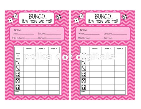 Bunco Cards Free Printable