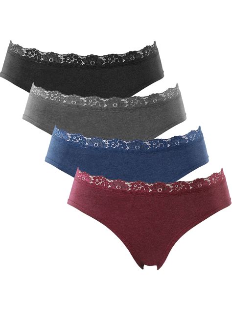 Charmo Womens Cotton Underwear Bikini Hipster Panties Solid Brief Pack