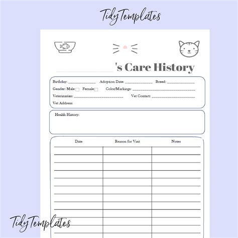 Cat And Kitten Care Tracker Planner Track Pets Etsy