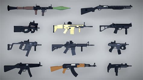 Low Poly Fps Pack 30 Gun Models 3d Model By Dast F580700 Sketchfab