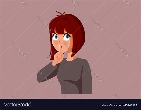 Secretive Woman Keeping Her Mouth Shut Discreetly Vector Image