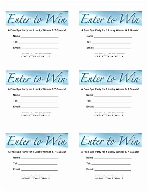 Free Printable Enter To Win Template