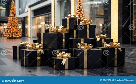 Black Friday a Mall Filled with Gift Boxes, a Shopping Paradise for