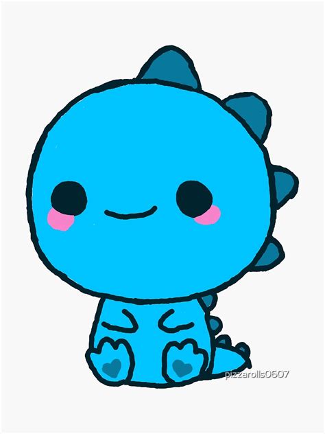 Cute Blue Dino Sticker For Sale By Pizzarolls0607 Redbubble