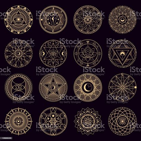 Mystery Spell Circle Golden Mystical Alchemy Witchcraft Circular