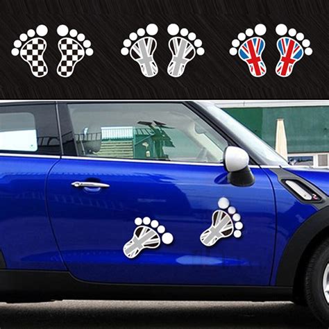 1 Pair Union Jack Footprints Car Funny Sticker Decor Glue Decal For