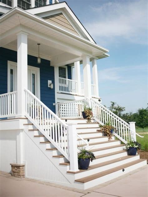 Blue Exterior Color And Porch Is Beautiful For Beach House Exterior