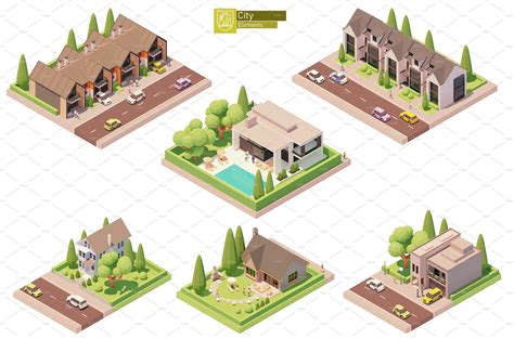 Vector Isometric Buildings Or Houses By Tele52 On Creativemarket In