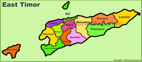 Administrative Divisions Map Of East Timor Ontheworldmap Com