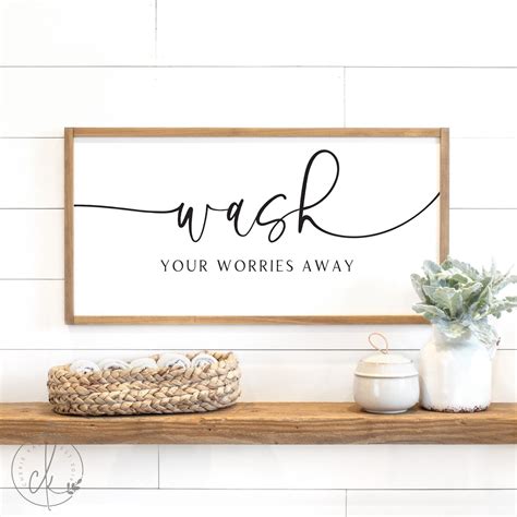 Bathroom Sign Wash Your Worries Away Sign Sign for - Etsy