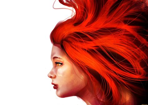 Artwork Women Redhead Face Profile Hd Wallpaper