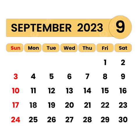 September 2023 Calendar Yellow Color September 2023 Calendar Monthly