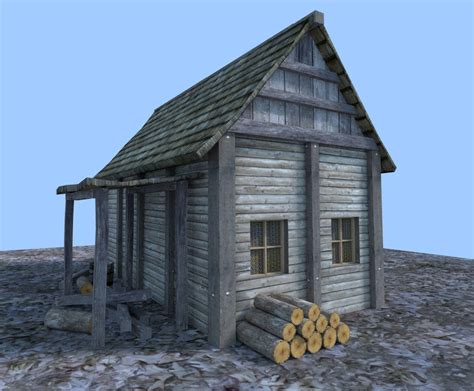 3d Model Medieval Wooden Hut Vr Ar Low Poly Cgtrader