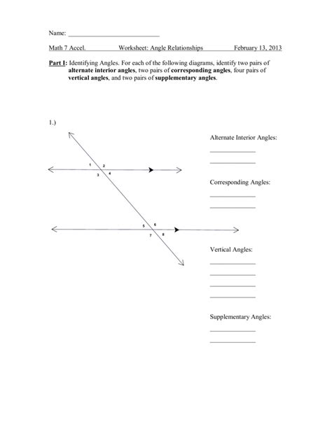 The following theorems hold true for angles and can be used in proofs. Worksheet - Angle Relationships