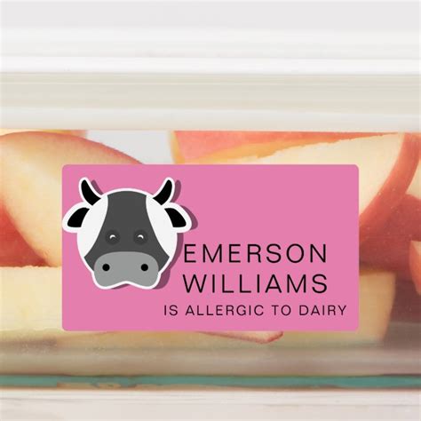 Waterproof Dairy Allergy Alert Child Name Labels Zazzle