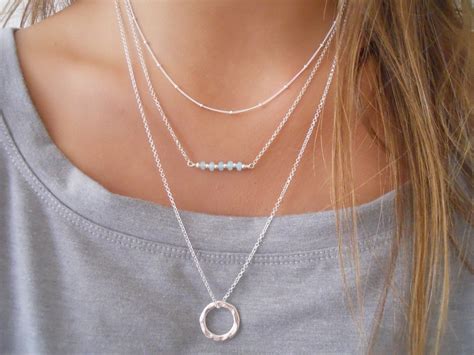 Layered Set Of Necklaces Sterling Silver Necklace Set Pick Your