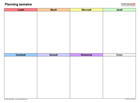 Planning Semaine Calendarpedia Com