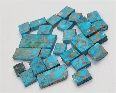 Aaa Quality Pc Lot Blue Copper Turquoise Raw Stone Natural Etsy