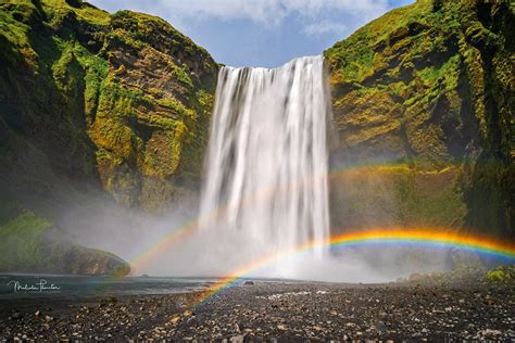 Skógafoss Rainbow Beautiful Waterfalls Waterfall Vacation Places
