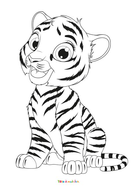 Coloriage du petit tigre par Tête à modeler