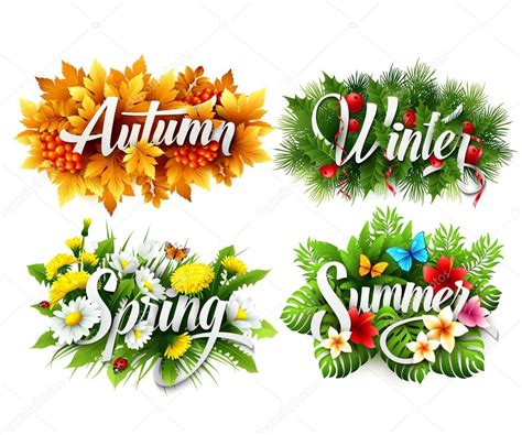 Four Seasons Typographic Banner Vector Illustration Stock Vector Image