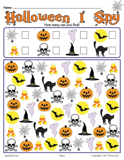 Halloween I Spy Printable Halloween Counting Worksheet Supplyme