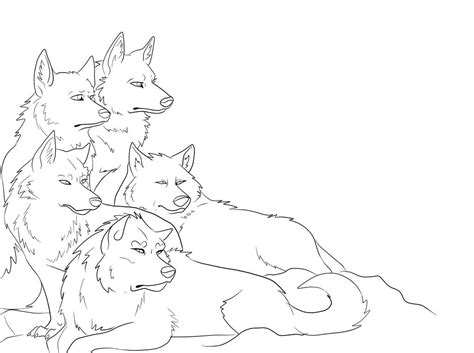 Wolf Pack Lineart By Simatra On Deviantart