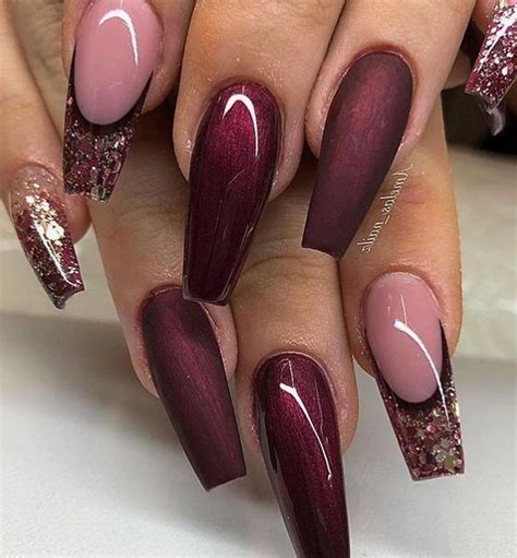 25 Cool And Trendy Nail Art You Will Love Burgundy Acrylic Nails Red