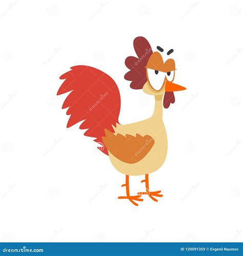 Funny Angry Hen Comic Cartoon Chicken Bird Character With Big Eyes