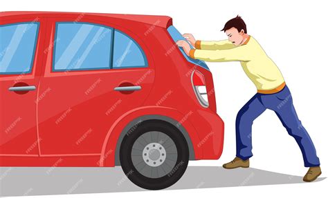 Premium Vector Man Pushing Car With His Hands