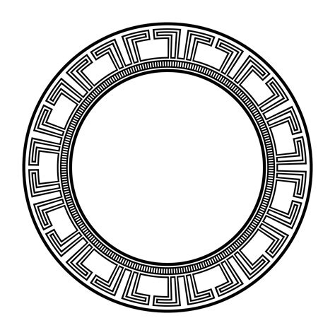 marco redondo de clave griega antigua adorno de laberinto geométrico meandro de grecia pincel