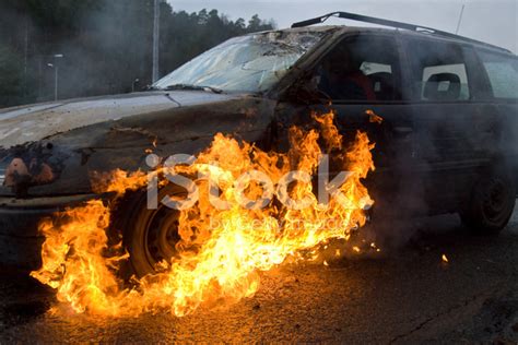 Car On Fire Stock Photo Royalty Free Freeimages