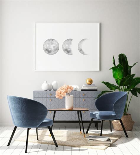 Moon Phase Wall Art Moon Phase Print Download Moon Phases Etsy