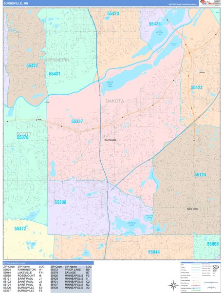 Burnsville Minnesota Wall Map Color Cast Style By Marketmaps Mapsales