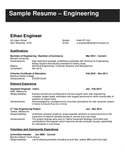 Free 16 Sample Engineering Resume Templates In Ms Word Pdf Pages