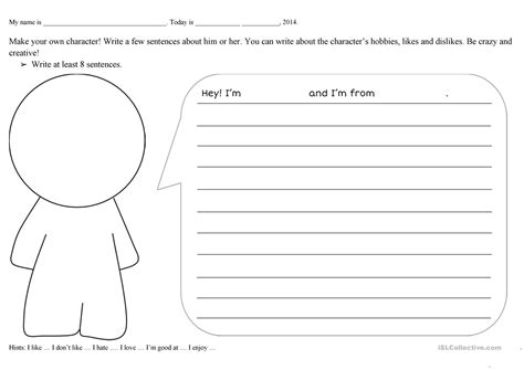 Create A Character Worksheet Free Esl Printable Worksheets Made By