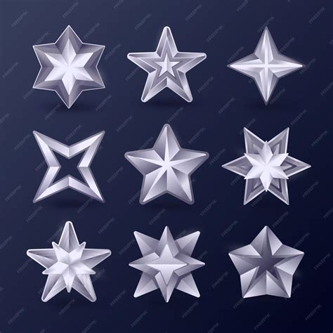 Premium Vector Realistic Silver Stars Element Collection