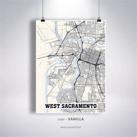 West Sacramento Map Print West Sacramento City Map Etsy