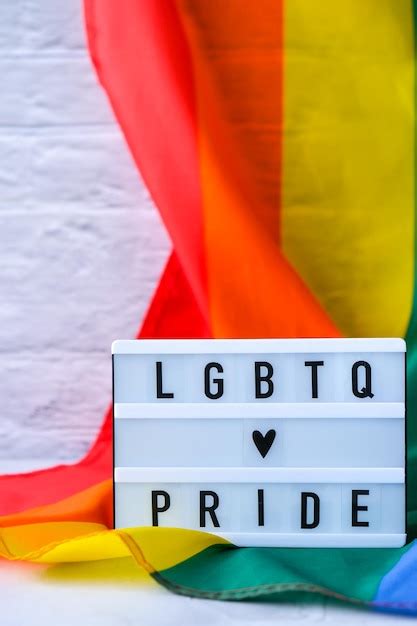 Premium Photo Rainbow Flag With Lightbox And Text Lgbtq Pride Rainbow