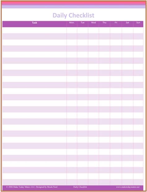 5 Free Daily Checklist Templates Word Excel Pdf Formats