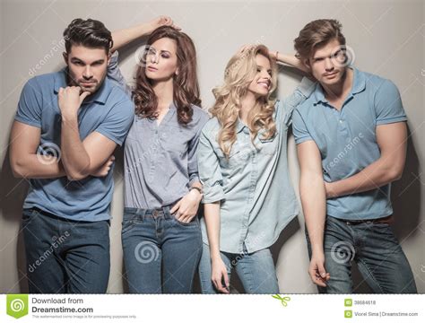 Casual Fashion Women Looking At Their Men Stock Photo Image Of