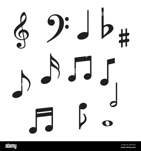 Music Notes Icons Musical Key Signs Vector Symbols On White