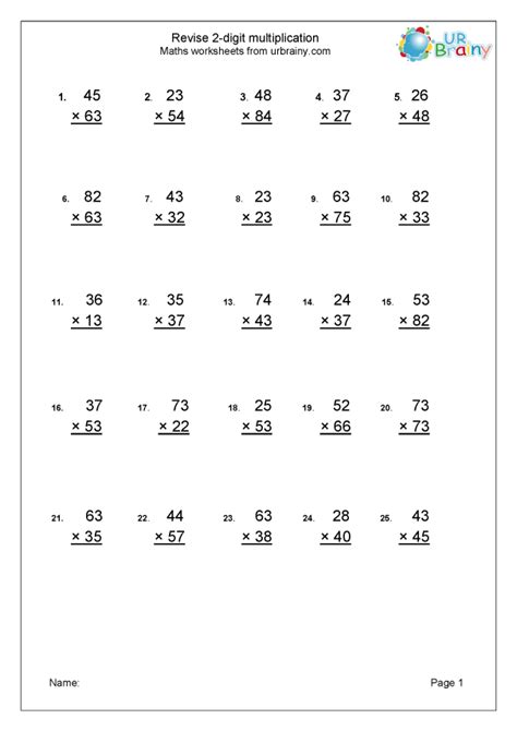 Multiplication 2 Numbers By 2 Numbers Table Worksheets