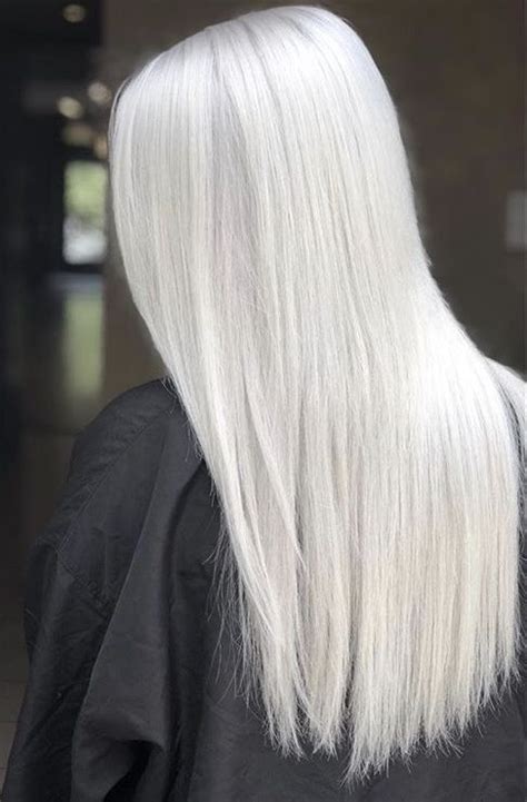 White Platinum Blonde Silver Long Straight Hair Straight Hairstyles