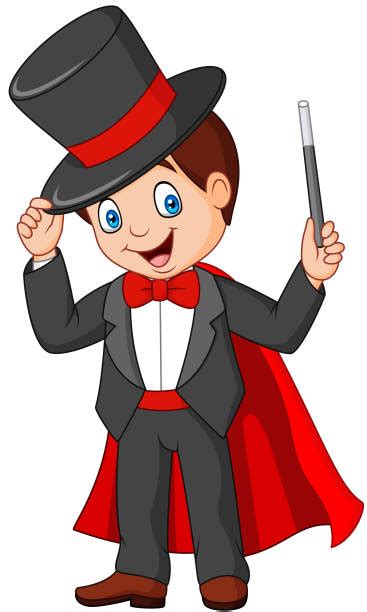Magicians And Wizards Illusion Show Boy Character Vector Illustrations